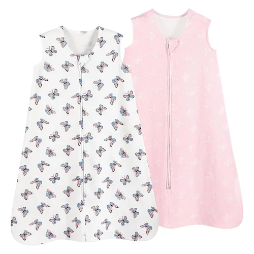 Vista 11 de david's kids Saco de dormir 100% algodón orgánico para bebé de 6 a 12 meses, mantas suaves para bebé con cremallera de 2 vías, paquete de 2 cómodos