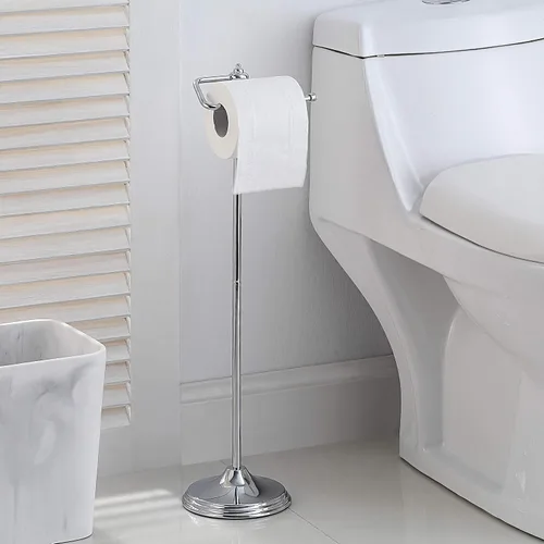 Vista 7 de SunnyPoint Soporte de rollo de papel higiénico de pie con función de reserva (níquel negro)