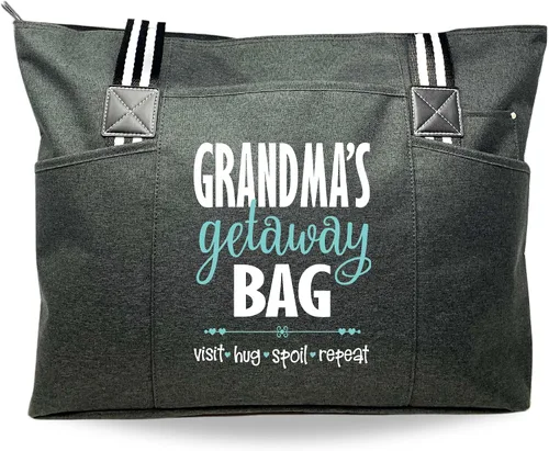 Vista 22 de Brooke & Jess Designs Bolso de mano para la abuela – Bolso de lona resistente con cremallera y bolsillo interior para la abuela para uso diario