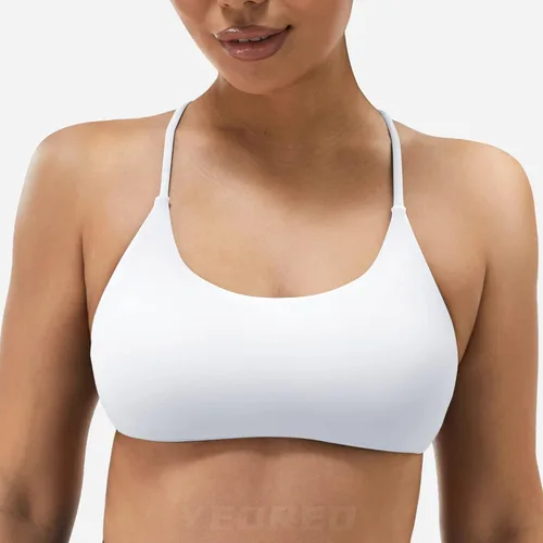 Vista 2 de YEOREO Pearl - Brasier deportivo para mujer, con tirantes cruzados, espalda cruzada, espalda descubierta, extraíble, acolchado, para yoga