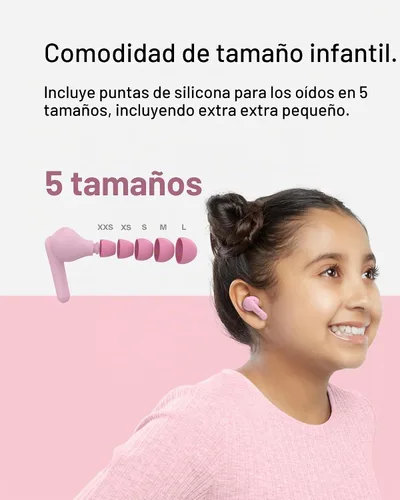 Vista 4 de Auriculares Belkin SoundForm Nano 2 Bluetooth para niños con micrófono integrado, vida útil de batería de 28H, volumen seguro de 85dB, resistencia