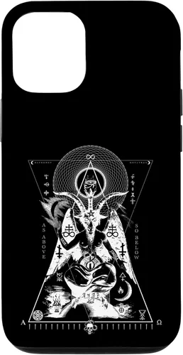Vista 26 de iPhone 16 BAPHOMET - Como arriba y abajo - Funda de geometría sagrada oculta