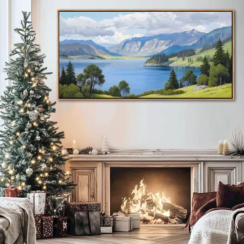 Vista 10 de AJAZIKO Arte de Pared de Vaca de las Tierras Altas - Decoración de Pared de Granja y Campo Rústico, Cuadros Grandes en Lienzo para Sala de Estar