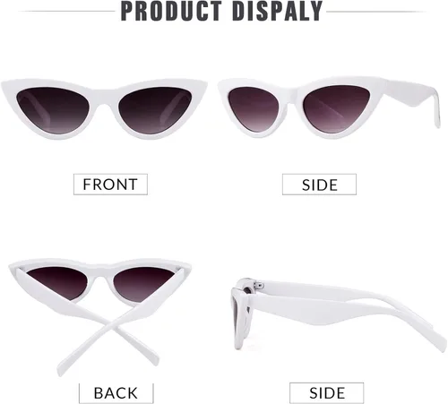 Vista 5 de ADE WU Gafas de sol clásicas de ojo de gato para mujer, estilo retro, vintage, Cateye, protección UV400, L
