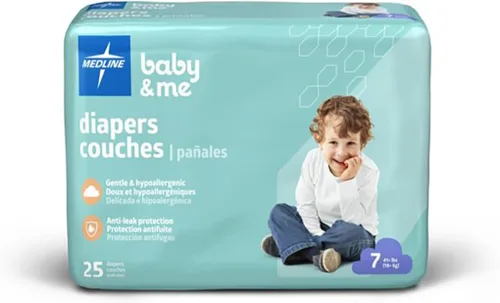Vista 12 de Medline Pañales desechables para bebé, talla 1 (8-14 libras), caja de 200
