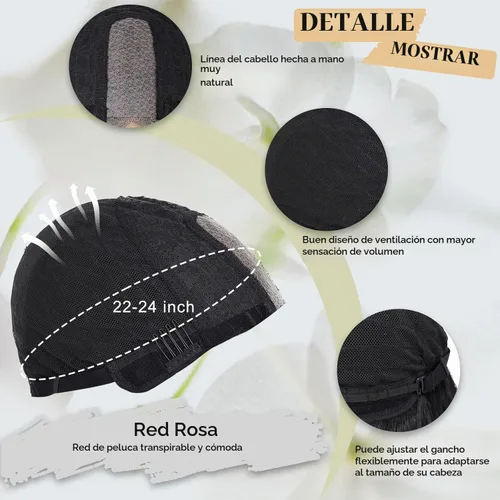 Vista 5 de Pelucas onduladas de color marrón oscuro para mujer, 26 pulgadas, parte