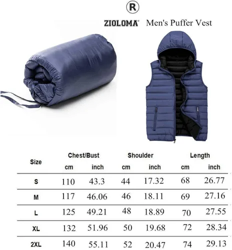 Vista 3 de Chaleco acolchado de invierno para hombre con capucha