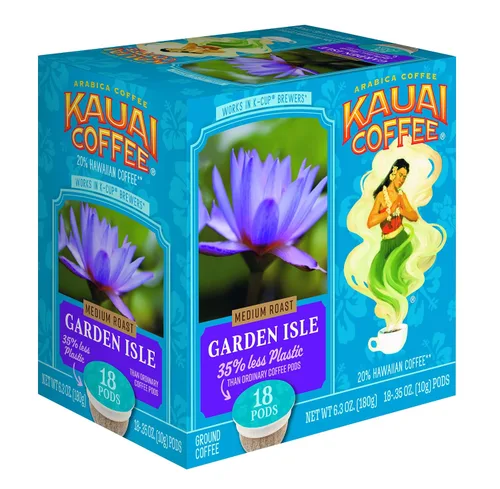 Vista 13 de Kauai Coffee Cápsulas K-Cup para cafeteras Keurig, café arábica, 10% hawaiano, tostado medio, aroma brillante con notas florales, descafeinado, 1