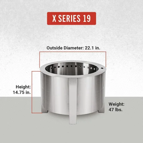 Vista 5 de Breeo Fogata sin humo (Serie X 19, acero inoxidable), hoguera sin humo de 22.1 pulgadas para exterior, 47 libras, ideal para familias, compatible
