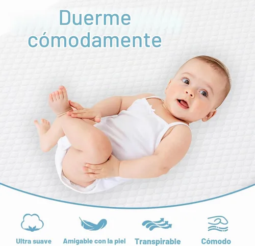 Vista 4 de Colchón mini para cuna, colchón de espuma viscoelástica de doble cara de 38 x 24 x 4 pulgadas, con funda extraíble transpirable, se adapta a