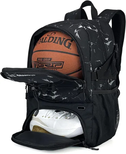 Vista 12 de GRANDUP - Mochila de baloncesto con compartimento para pelota y zapatos. Adecuada para voleibol, fútbol, natación, gimnasio, viajes y escuela