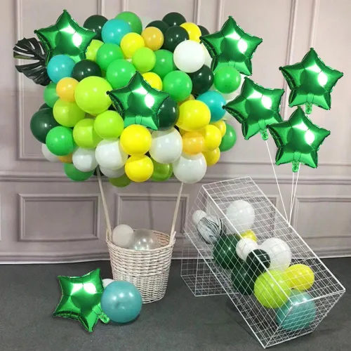Vista 3 de 20 globos de estrella verde de 18 pulgadas, globos de papel de aluminio con estrella de Mylar para boda, cumpleaños, baby shower, primavera