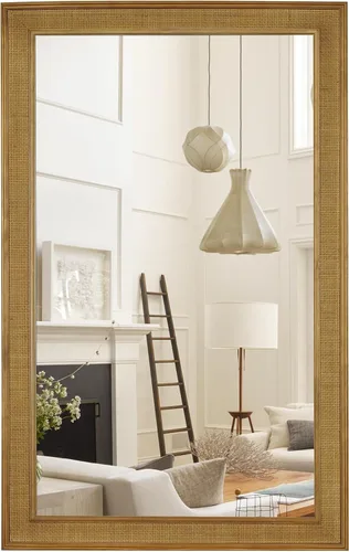 Vista 19 de WallBeyond Espejo de Pared de Ratán Rectangular, Espejo de Ratán de 32 X 44 Pulgadas con Marco de Madera para Decoración de Pared, Baño, Sala