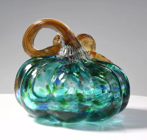 Vista 10 de Figura de calabaza de cristal soplado a mano de 3 pulgadas, pisapapeles de calabaza de cristal marrón grande, calabazas de Acción de Gracias
