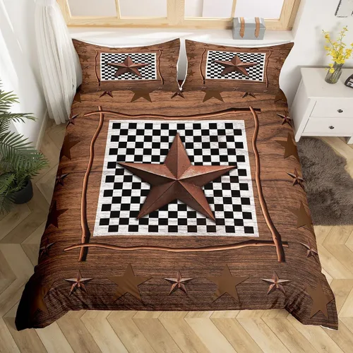 Vista 8 de Feelyou Texas Star - Juego de funda de edredón tamaño individual, diseño bohemio de vaquero para niños y niñas, funda de edredón azteca del salvaje