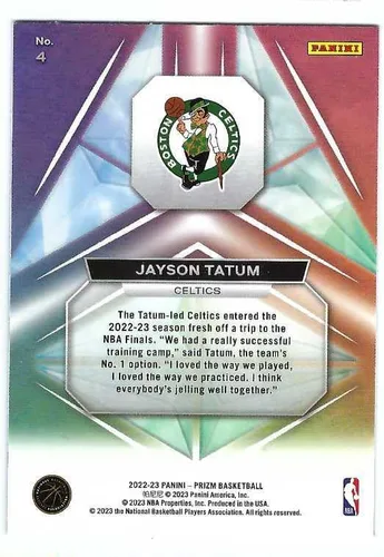 Vista 2 de JAYSON TATUM 2022-23 Carta Panini Prizm Prizmatic #4 Carta Boston Celtics Baloncesto