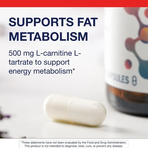 Vista 3 de Metagenics L-Carnitina - Suplemento de aminoácidos para el metabolismo de las grasas y el apoyo energético* - 500 mg de L-carnitina L-tartrato - Sin