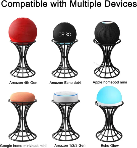 Vista 2 de Soporte de mesa inteligente con altavoz para Echo Dot 5ª/4ª/3ª/2ª generación, Echo 4ª/3ª/2ª generación, Echo Glow, Apple Homepod Mini y Google