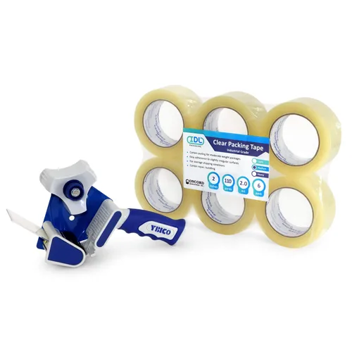Vista 8 de IDL Packaging Concord Cinta de embalaje con dispensador – 6 rollos de 2 pulgadas x 2.6 mil x 110 yardas, cinta transparente – Excelente sellado