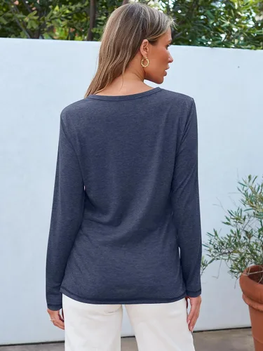 Vista 38 de SUNBS Paquete de 3 camisas de manga larga para mujer, ajuste holgado, ropa de otoño, ropa de moda 2025, camisetas básicas de entrenamiento, trajes