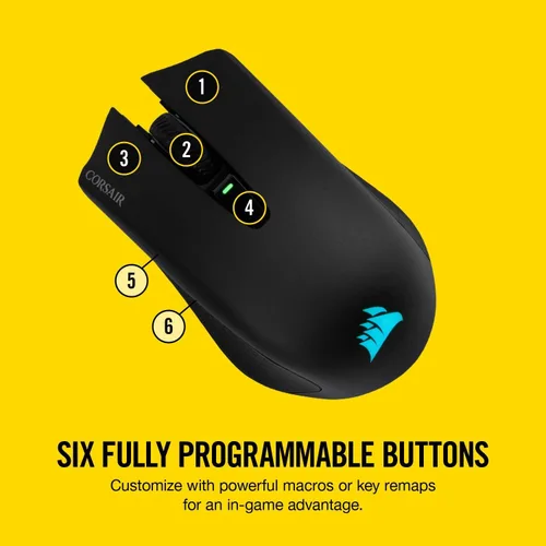 Vista 6 de Corsair Harpoon RGB Wireless - Mouse inalámbrico recargable para juegos con tecnología SLIPSTREAM - Sensor óptico de 10,000 DPI