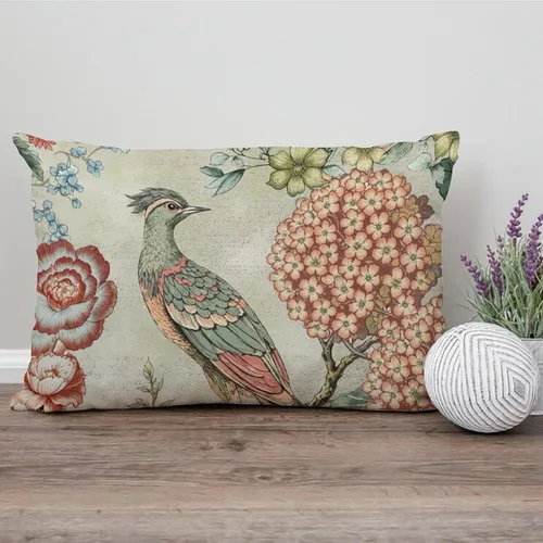 Vista 131 de ArogGeld Funda de cojín con flores verdes y blancas con flores grises y negras y hojas verdes en estilo chinoiserie, funda de almohada cuadrada