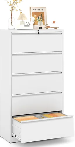 Vista 14 de Archivador de 2 cajones, archivador lateral de metal con cerradura, gabinete organizador de almacenamiento de oficina en casa para archivos de Negro
