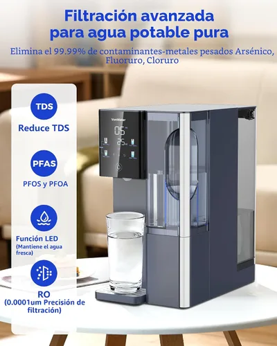Vista 2 de Sistema de filtro de agua de 7 etapas por ósmosis inversa de mostrador, 528 galones de filtración de agua RO con jarra portátil, NSF/ANSI