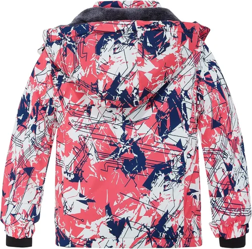 Vista 2 de Wantdo - Chamarra de esquí impermeable con capucha de forro polar para invierno y nieve, resistente al viento