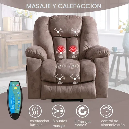 Vista 3 de CANMOV Silla reclinable eléctrica con masaje y calor para adultos mayores, reclinables anchos y tapizados, mecanismo de movimiento reclinable