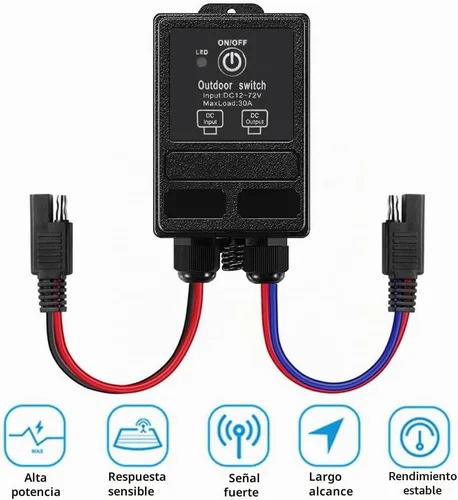 Vista 2 de Interruptor de control remoto inalámbrico de 12 voltios con conector SAE, interruptor remoto inalámbrico impermeable de largo alcance de 328 pies