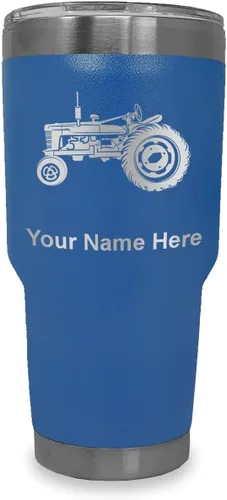 Vista 15 de LaserGram Vaso aislado al vacío de 20 onzas, Old Farm Tractor, grabado personalizado incluido (negro)