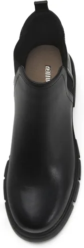Vista 4 de REDTOP Botas Chelsea para mujer con tacón grueso elástico, plataforma con suela de lengüeta