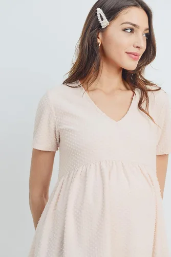 Vista 6 de LaClef Top de maternidad plisado frontal con cuello en V para mujer