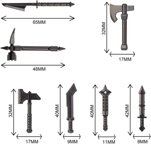 Vista 5 de ALiquid Juego de armas de minifiguras personalizadas, juego de armas personalizadas para minifiguras, juego de armas de soldado enano medieval