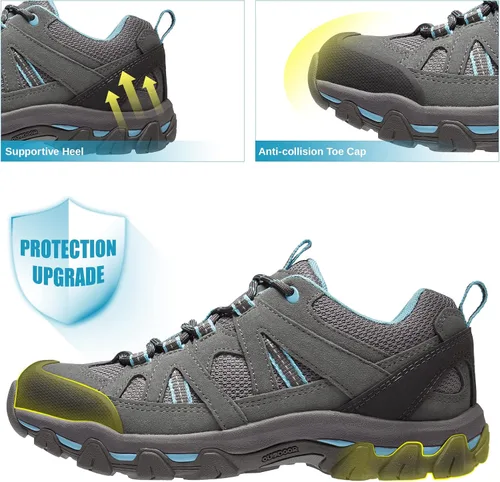 Vista 9 de CAMELSPORTS Zapatos de senderismo para mujer, transpirables, antideslizantes, ligeros, para exteriores, para senderismo, caminar