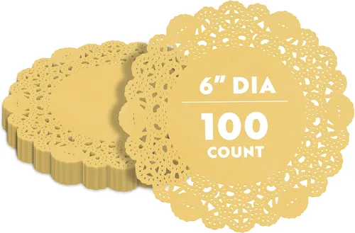 Vista 67 de Restaurantware Pastry Tek Blondas de Encaje de 4 x 4 Pulgadas 100 Vajilla Decorativa - Blondas de Mesa Desechables Redondas de Papel Negro