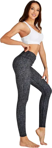 Vista 6 de COOLOMG Pantalones de yoga para mujer, mallas capri para correr, leggings de tiro bajo, entrenamiento, gimnasio con bolsillos ocultos