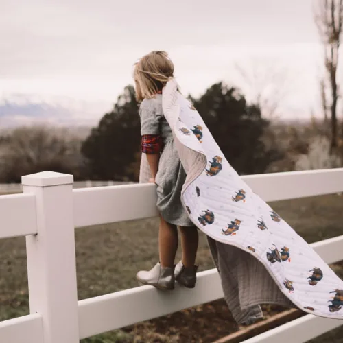 Vista 6 de Little Unicorn - Colcha de algodón original de muselina extrasuave de varias capas, para bebés y niños pequeños (bisontes)