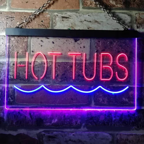Vista 2 de ADVPRO Hot Tubs Supply Dual Color LED Neon Sign Blue & Red 12" x 8.5" st6s32-i3375-br