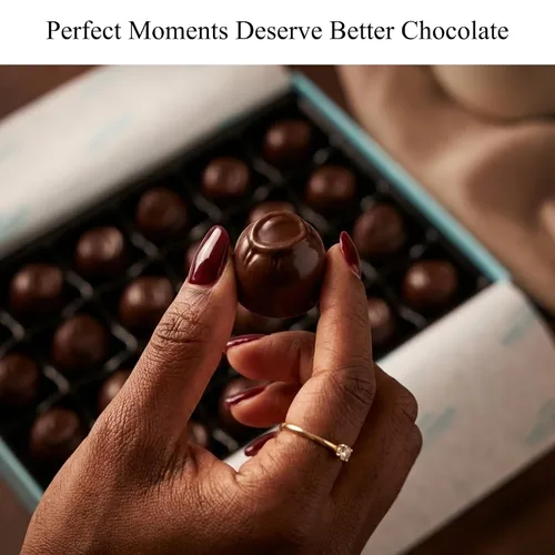 Vista 3 de ANDY ANAND CHOCOLATIER Cordiales belgas de cereza de chocolate oscuro, cerezas cubiertas de chocolate líquido hechas a mano, perfectas como caja