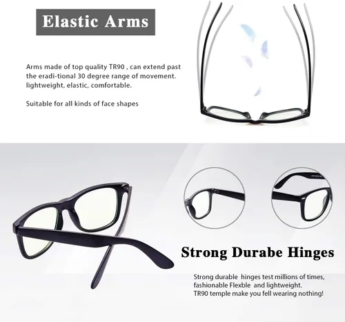 Vista 4 de GY Snail - Lentes de bloqueo de luz azul para hombres, anteojos de seguridad para juegos, alivio de fatiga ocular y mejor sueño