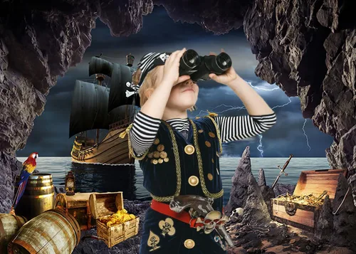 Vista 5 de Telón de fondo de barco pirata de 7 x 5 pies, aventura náutica, búsqueda del tesoro, fotografía, telón de fondo, temática pirata, decoraciones