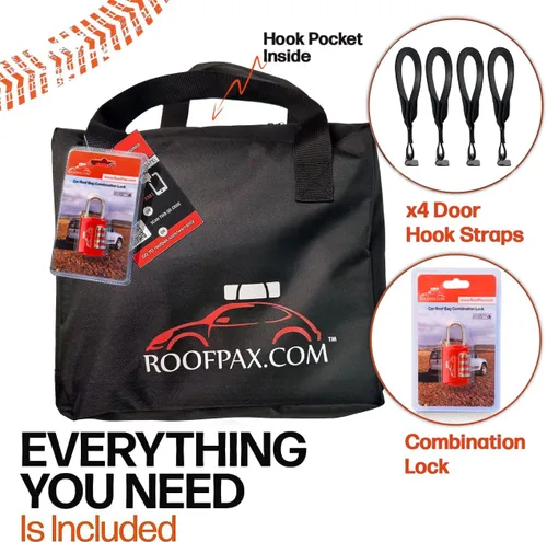 Vista 6 de RoofPax Bolsa de transporte de carga extra impermeable para techo de 15 cft, doble cremallera resistente a la intemperie, alfombrilla integrada, 10