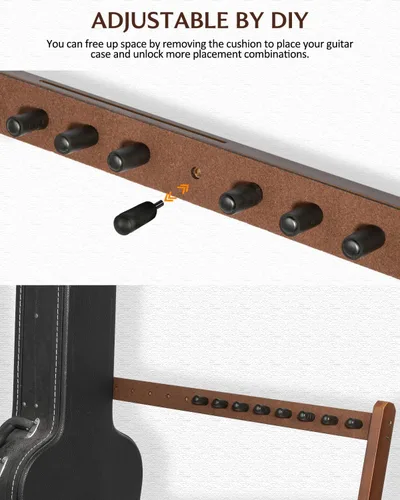 Vista 7 de SMT-10 - Soporte de madera para guitarras múltiples guitarras, soporte para 4 guitarras acústicas o 6 guitarras eléctricas y bajos, pantalla