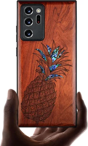 Vista 9 de Carveit Funda de madera de diseñador para Samsung Galaxy Note20 Ultra (grabado de madera e incrustaciones de carcasa) compatible con cargadores