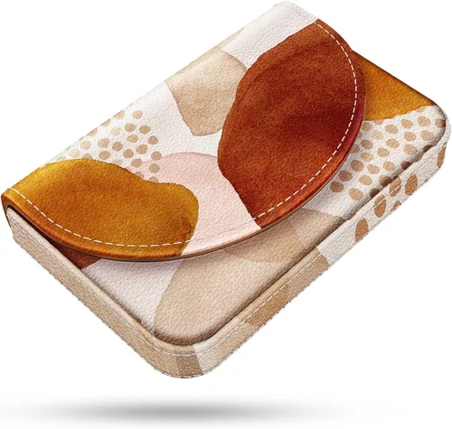 Vista 12 de Tarjetero, Estuche para Tarjetas de Visita de Cuero PU con Impresión de Color y Patrón, Porta Tarjetas con Billetera, Bolsillos Magnéticos