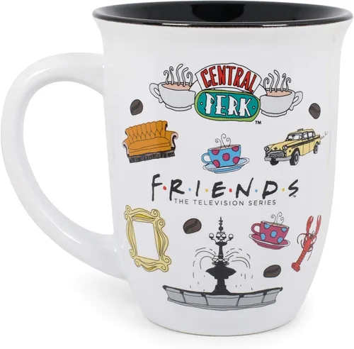 Vista 2 de Silver Buffalo - Taza de cerámica con el logotipo de Central Perk de la serie Friends, de borde ancho, de 16 onzas