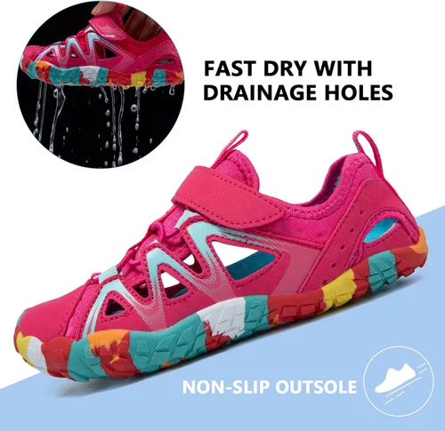 Vista 3 de CIOR Zapatos de agua para niños y niñas, cómodos zapatos deportivos con punta cerrada, sandalias deportivas para caminar