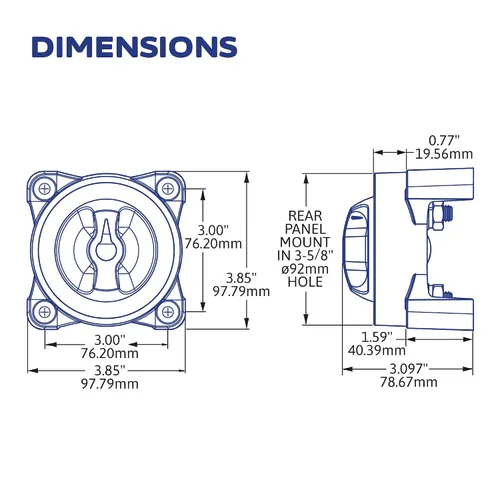 Vista 6 de Interruptores de batería de 350 Amp E-Series de Blue Sea Systems